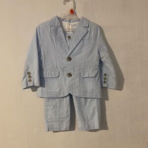 Gymbore 2piece Suit Toddler Boys Size 18-24m Linen Blue And White New W/O Tag
